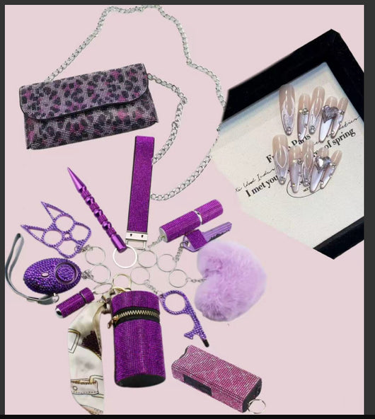 Set de Defensa Personal para Mujer: Bolso Bandolera + Llavero de Seguridad + Uñas Postizas - Image 5