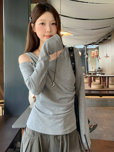 Blusa Base Ajustada con Pliegues y Cintura Marcada - Diseño Otoñal Exclusivo - Image 9