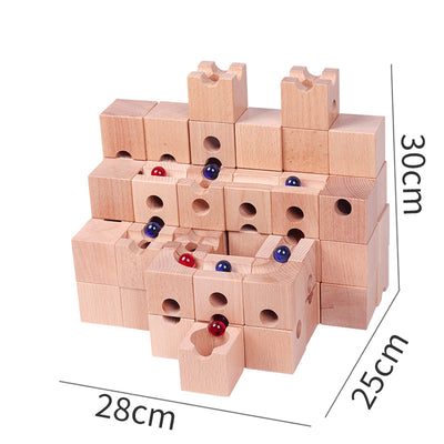 Juego de Construcción de Pistas de Canicas con Tubos de Madera - Image 7