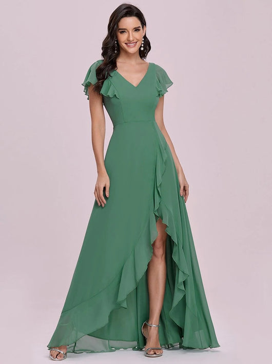 Falda Midi Envolvente Verde Cintura Alta con Abertura Interna - Image 5