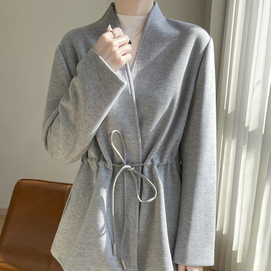 Saco Tejido V-Neck en Acetato Cashmere - Corte Slim Elegante