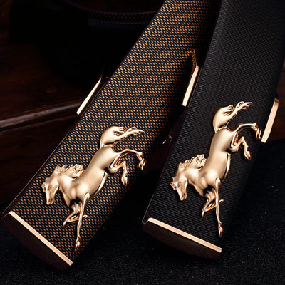Cinturón de Cuero Premium para Hombre con Hebilla Dorada 3D Caballo - Image 11