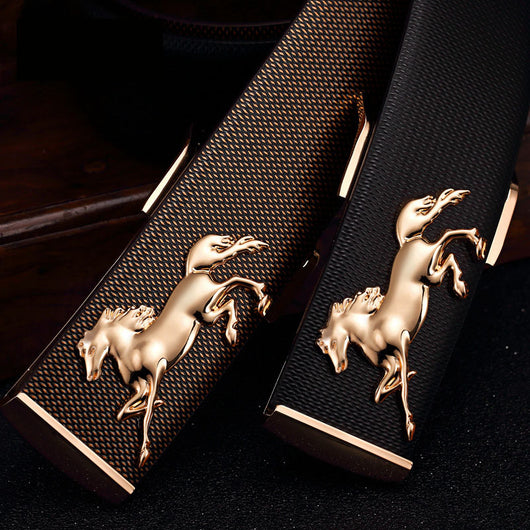 Cinturón de Cuero Premium para Hombre con Hebilla Dorada 3D Caballo - Image 11