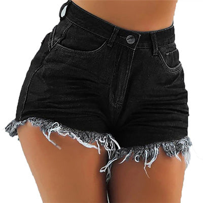 Shorts de Mezclilla Rotos con Flecos Sexys de Cintura Media - Image 9