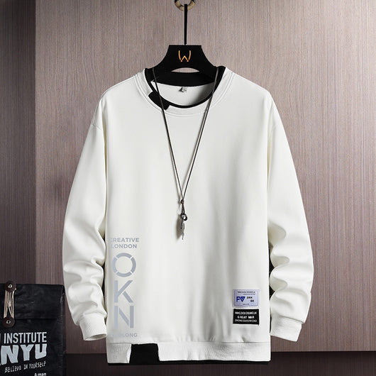 Sudadera Hoodie Casual para Hombre con Diseño de Dos Piezas y Estampado de Letras - Image 3