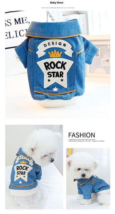 Abrigo de Mezclilla Bordado para Perro Pequeño - Ropa Teddy Elegante - Image 12