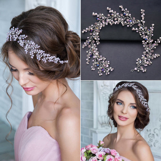 Diadema de Cristal Rosa Artesanal Europeo y Americano - Image 7