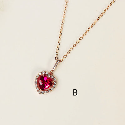 Collar Clavícula Diamante Rojo con Pendiente Rubí - Cadena Corta Elegante - Image 13