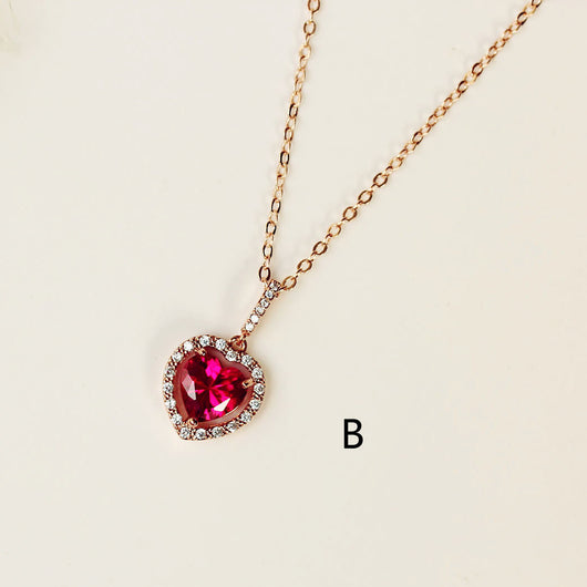 Collar Clavícula Diamante Rojo con Pendiente Rubí - Cadena Corta Elegante - Image 13