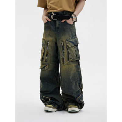 Pantalón Vaquero Retro Estilo Trabajo con Múltiples Bolsillos - Image 6