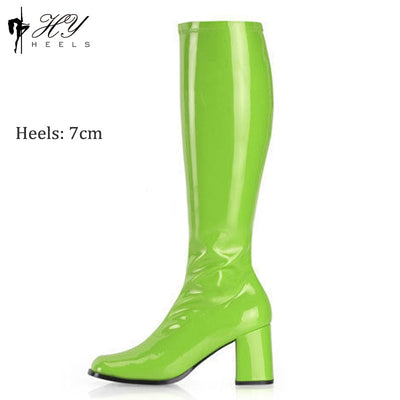 Botas Medianas de Cuero Charol con Tacón Grueso Elástico - Image 14