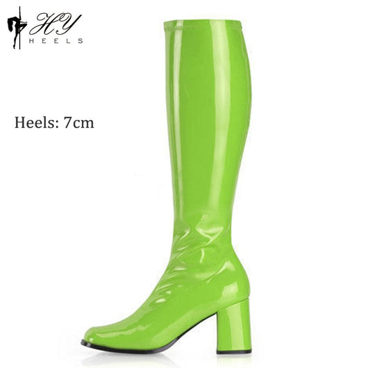 Botas Medianas de Cuero Charol con Tacón Grueso Elástico - Image 14