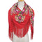 Pañuelo Floral Retro con Flecos para Mujer