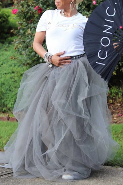 Falda Casual Voluminosa con Cintura Elástica y Malla - Image 12