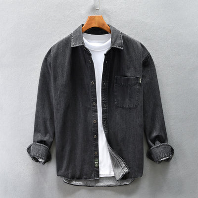 Camisa Denim Holgada con Hombros Caídos para Hombre - Image 7