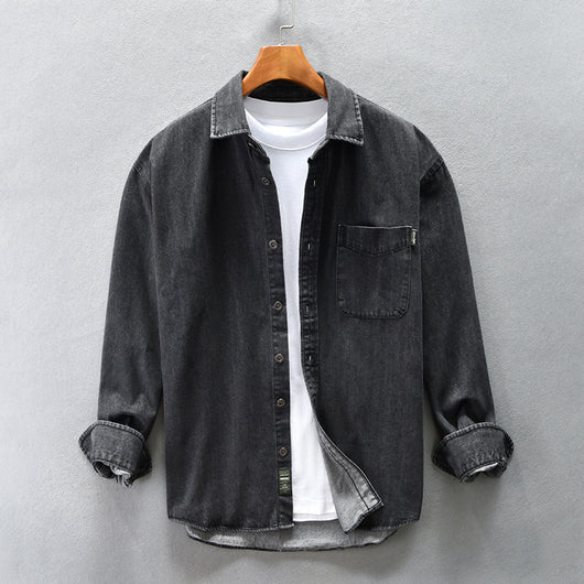 Camisa Denim Holgada con Hombros Caídos para Hombre - Image 7