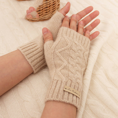 Guantes Mitones de Cachemira Pura Trenzados para Mujer - Image 9