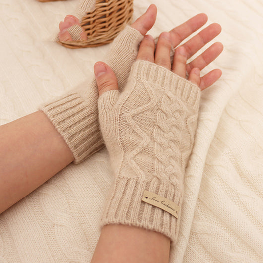 Guantes Mitones de Cachemira Pura Trenzados para Mujer - Image 9