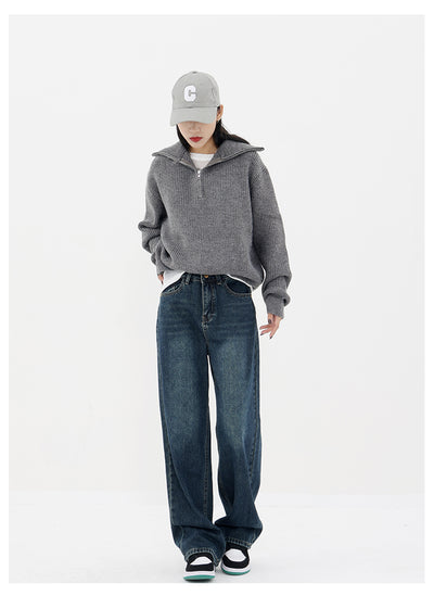 Pantalones Vaqueros Retro Azul Degradado Cintura Alta Rectos Casuales para Mujer - Image 15