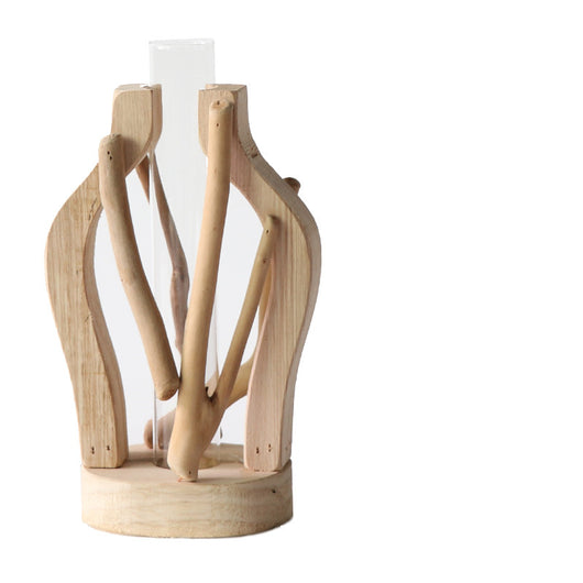 Jarrón de Madera Maciza Artesanal con Diseño de Paisaje