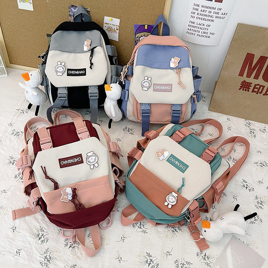 Mochila Escolar Coreana Multibolsillos Estilo Fashion para Secundaria y Universidad - Image 8