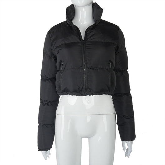 Abrigo Corto de Invierno para Mujer con Cuello Alto y Cordones - Image 9