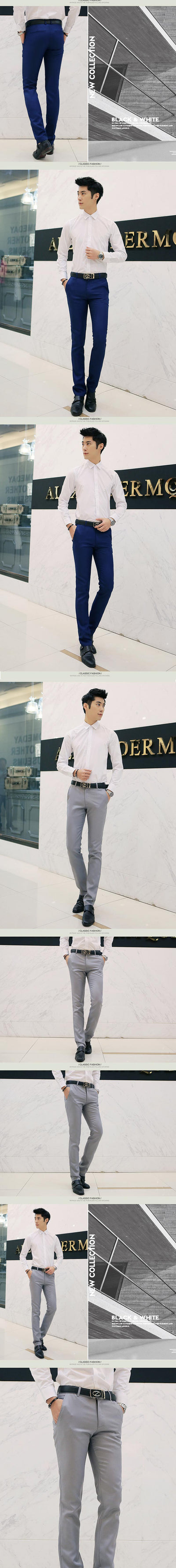 Pantalones casuales de negocios hombre ajuste slim coreano - Image 14