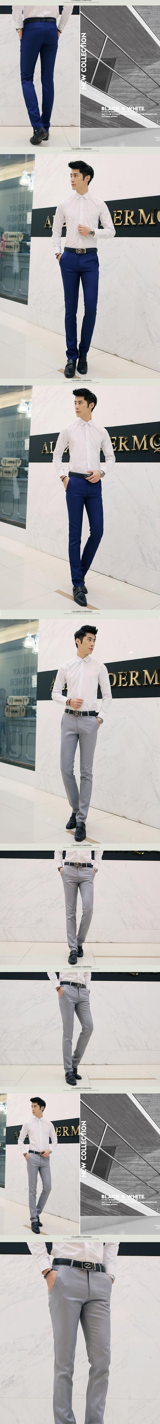 Pantalones casuales de negocios hombre ajuste slim coreano - Image 14