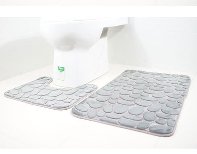 Juego de Tapetes Antideslizantes para Baño con Diseño de Piedra de Río - Image 17