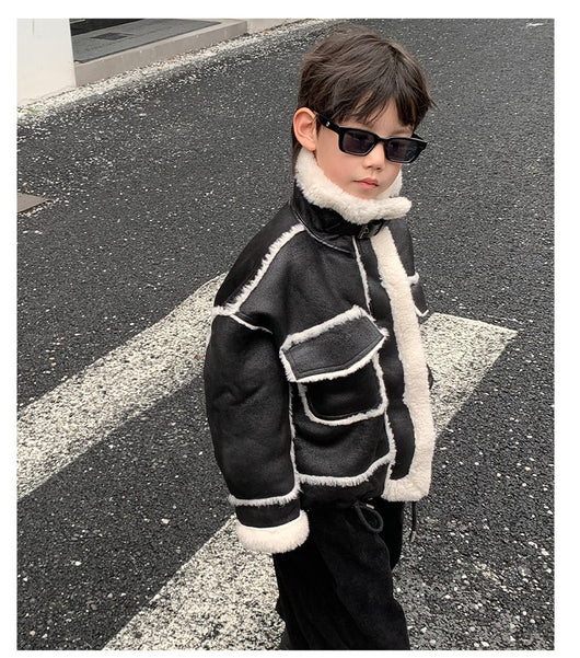 Chaqueta de Cuero para Niño con Forro Polar Acolchado - Abrigo de Otoño e Invierno - Image 17