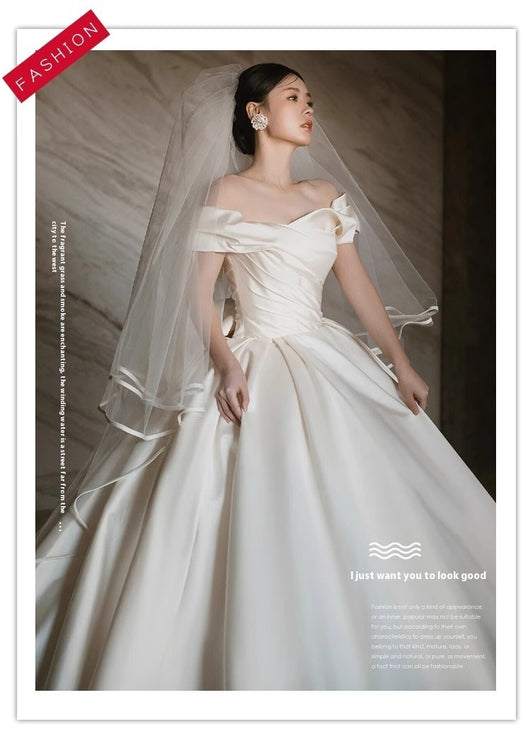 Vestido de Novia Satinado Hombros Descubiertos - Image 13