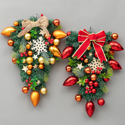 Árbol de Navidad Invertido con Guirnalda de Ratán y Adorno Cuerno