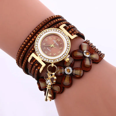 Reloj Pulsera de Cristal y Strass Dorado - Image 4