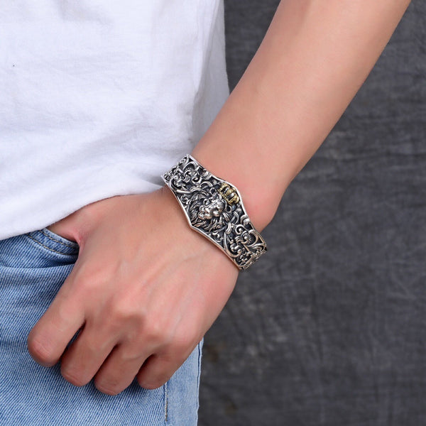 Pulsera Brazalete León Majestuoso Dominio Ancho