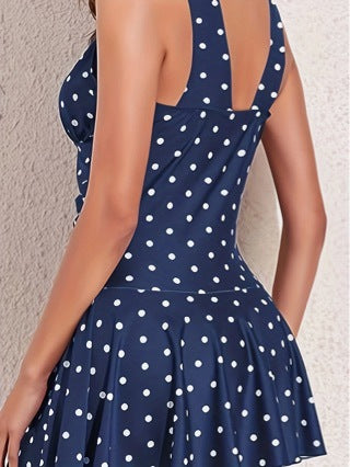 Traje de Baño Tipo Bikini con Falda Estampado Lunares - Talla Grande - Image 2