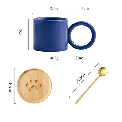 Taza de Cerámica con Asa Grande y Cuchara para Café, Oficina y Hogar - Image 19