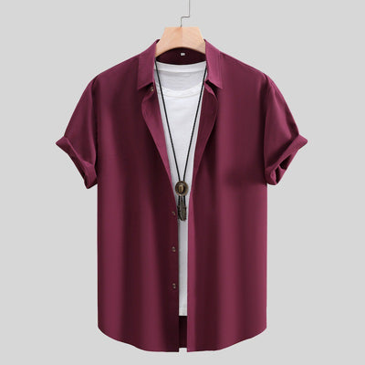Camisa de Manga Corta Clásica para Hombre - Color Liso Verano - Image 7