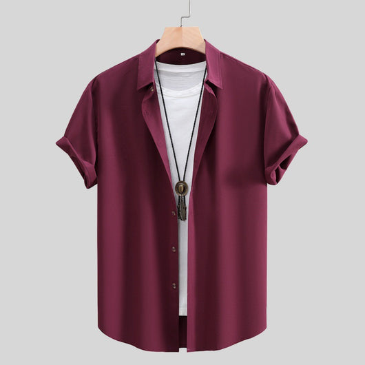 Camisa de Manga Corta Clásica para Hombre - Color Liso Verano - Image 7
