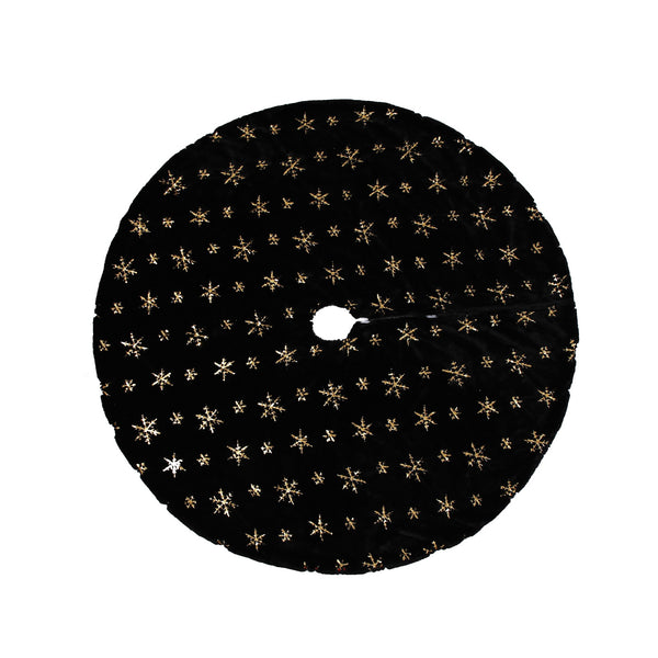 Falda para Árbol de Navidad Terciopelo Negro con Bordado Elegante - Image 3