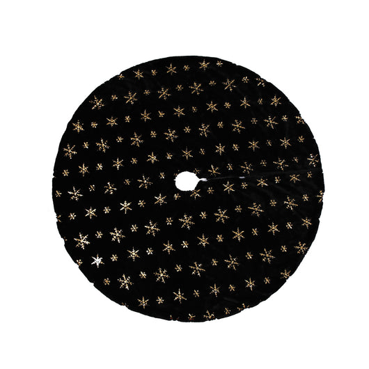 Falda para Árbol de Navidad Terciopelo Negro con Bordado Elegante - Image 3