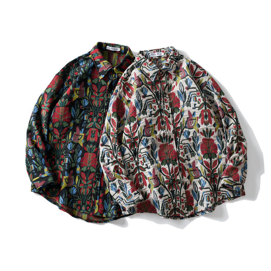 Camisa Étnica Retro Suelta para Hombre - Cálida y Versátil