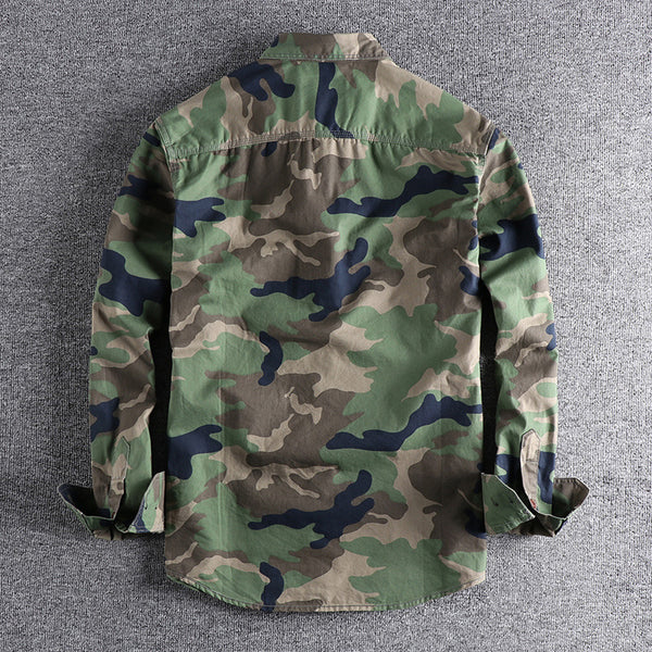 Camisa Overol Camuflado Lavado Clásico Manga Larga para Hombre