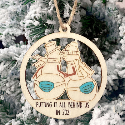 Adorno Navideño Calado de Madera - Pareja de Muñecos de Nieve y Renos - Image 19