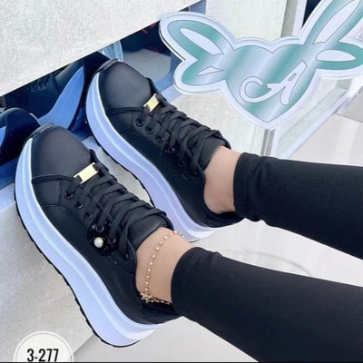 Zapatos Plataforma Blancos con Cordones para Mujer - Image 6