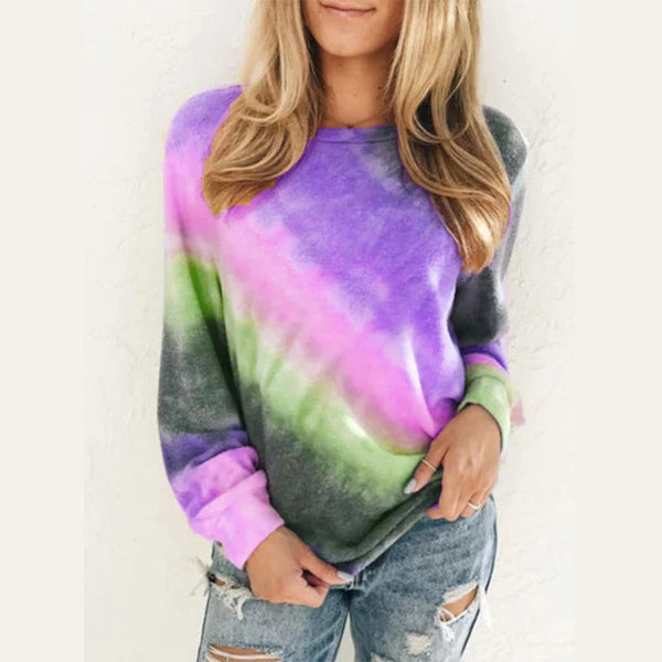 Playera Tie Dye Arcoíris de Manga Larga para Mujer