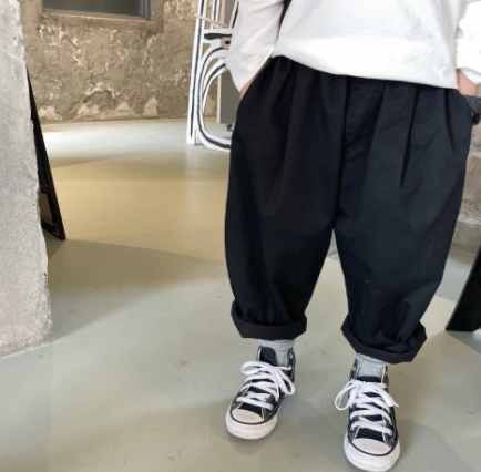 Pantalones Casuales Infantiles Coreanos con Bolsillos Laterales