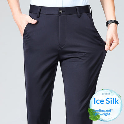Pantalones Casuales Ejecutivos Slim Fit Ice Silk Antirruga para Hombre - Image 4