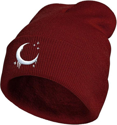 Gorro de Lana Tejido con Diseño de Luna y Estrellas para Otoño Invierno - Image 9