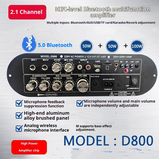 Placa Amplificadora Digital Bluetooth 2.1 Canales con Súper Graves y Alta Potencia