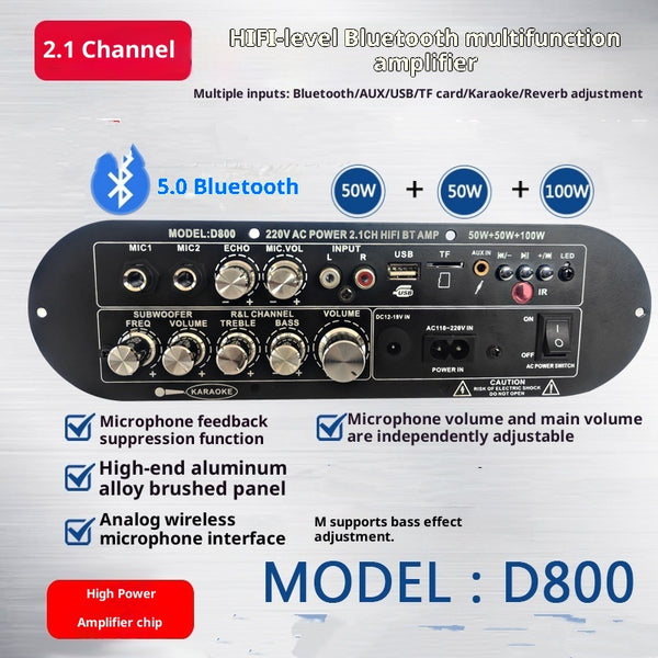 Placa Amplificadora Digital Bluetooth 2.1 Canales con Súper Graves y Alta Potencia